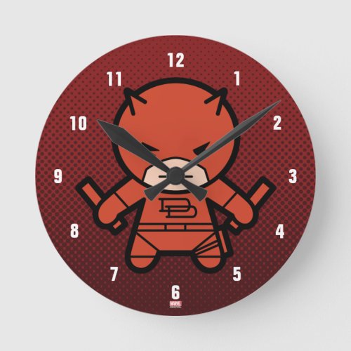 Kawaii Daredevil With Paired Short Sticks Round Clock