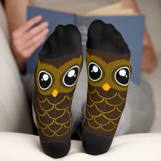 Kawaii Dark Brown Owl Socks