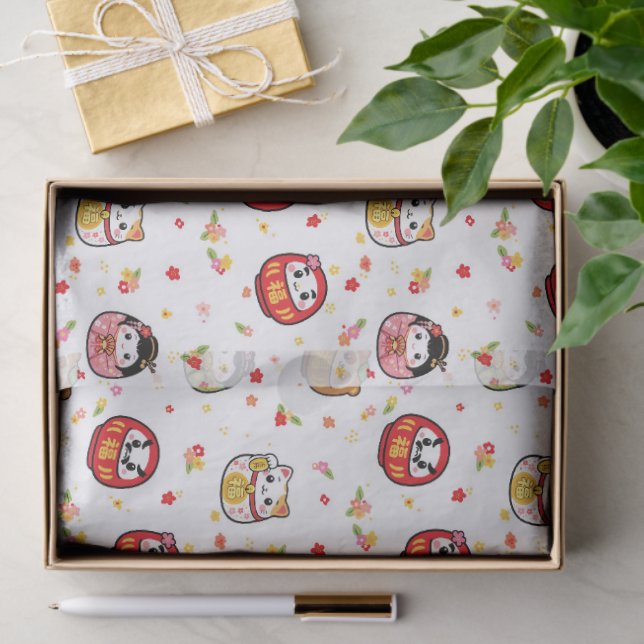 Kawaii daruma pattern tissue paper (Gift)