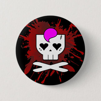 KAWAII DEATHROCK SKULL BLOOD SPLATTER PIN BUTTON