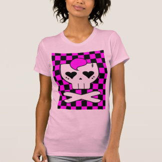 KAWAII DEATHROCK SKULL CHECKERBOARD PINK T-Shirt