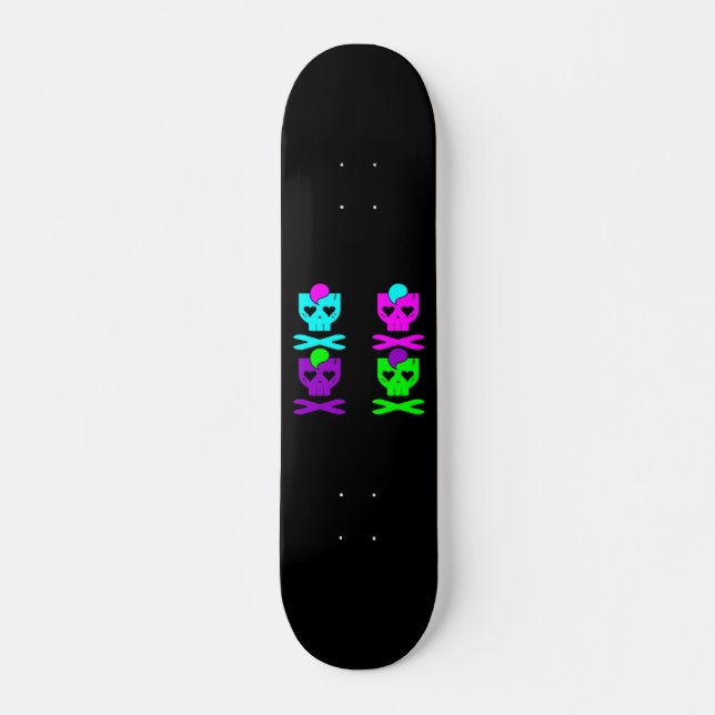 KAWAII DEATHROCK SKULLS MULTICOLOUR SKATEBOARD DECK (Front)