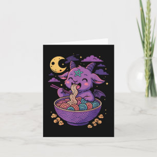 Kawaii Demon Ramen Noodles Goat Pentagram Pastel B Card