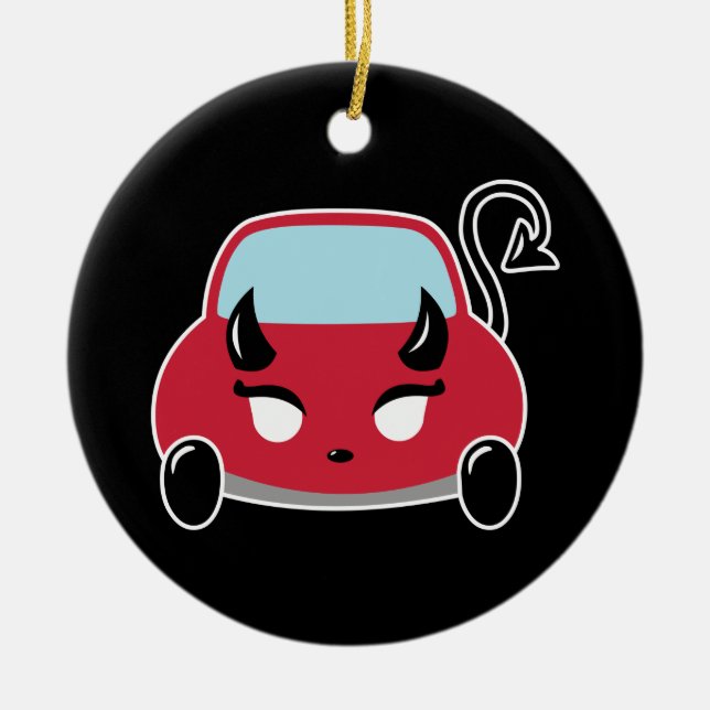 Kawaii Devil Car Ceramic Ornament (Front)