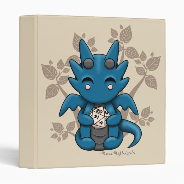 Kawaii Dice Dragon 1" 3 Ring Binder (Front/Spine)
