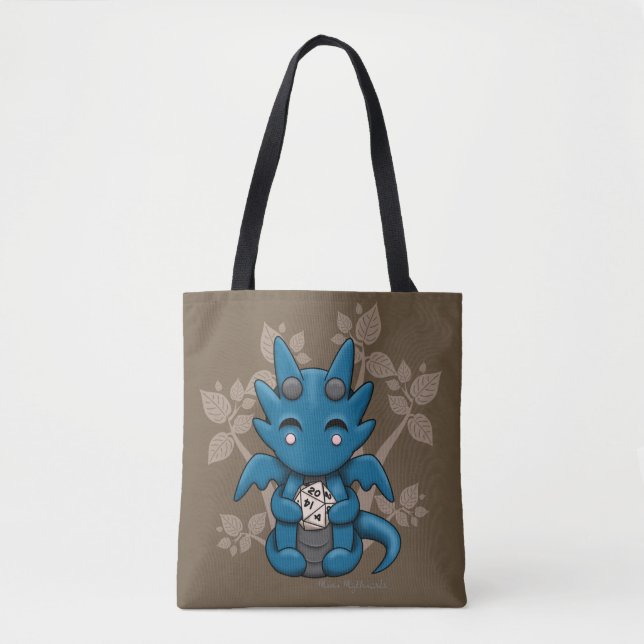 Kawaii Dice Dragon Canvas Tote Bag (Front)