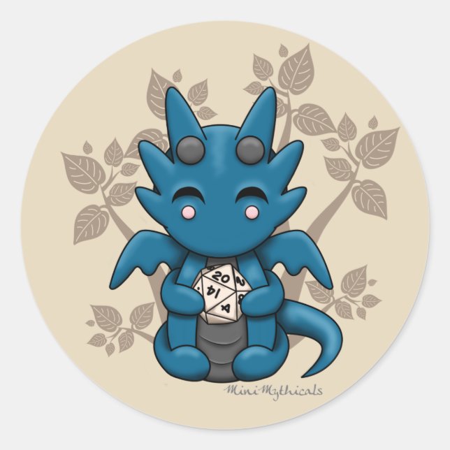 Kawaii Dice Dragon Sticker (Front)