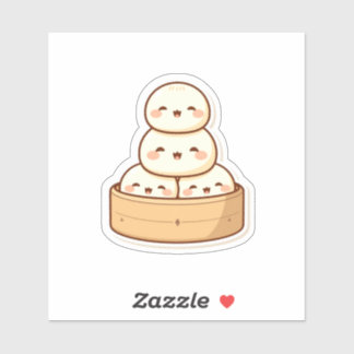 Kawaii Dim Sum Bamboo Steamer Dumplings Sticker