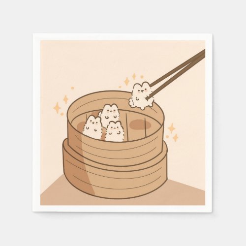 Kawaii Dim Sum Bunnies Paper Napkins