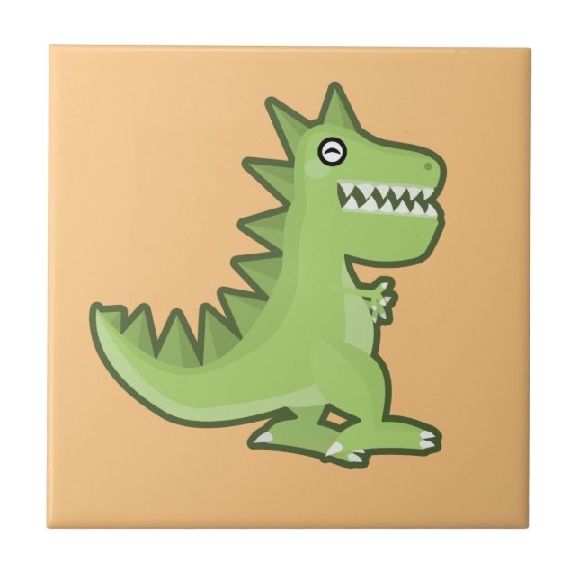 Kawaii Dinosaur Ceramic Tile (Front)