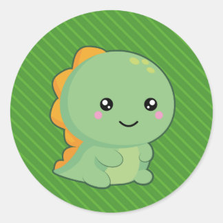 Kawaii Dinosaur Classic Round Sticker