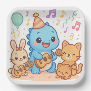 Kawaii Dinosaur Kids Party Design – Cute Dino Paper Plates