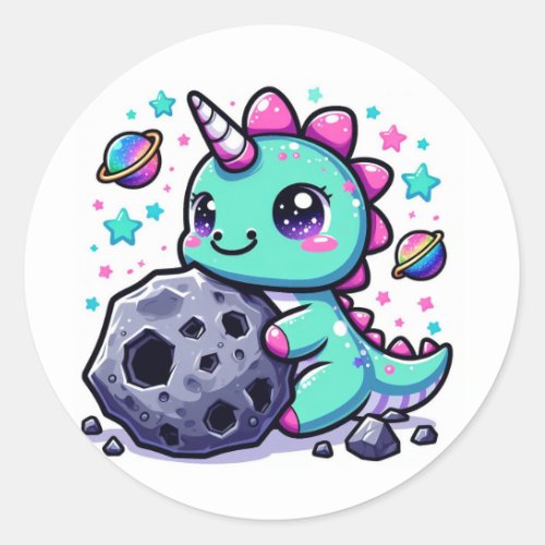 Kawaii Dinosaur shirt So cute Classic Round Sticker