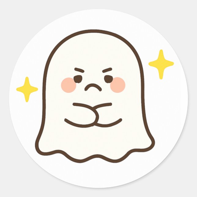 Kawaii Disapproving Ghost Sticker (Front)