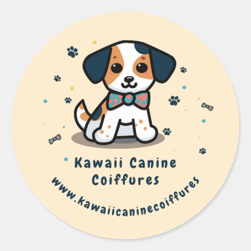 Kawaii dog business classic round sticker