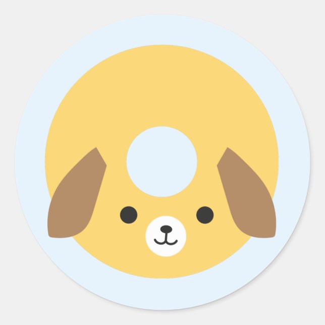 Kawaii Dog Donut Classic Round Sticker (Front)
