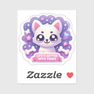 Kawaii Dog Life’s Better with Paws Cute Puppy Sticker