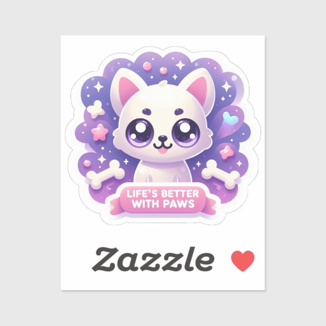 Kawaii Dog Life’s Better with Paws Cute Puppy Sticker (Sheet)