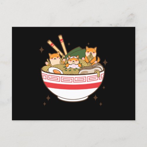 Kawaii dogs eating Ramen Postcard