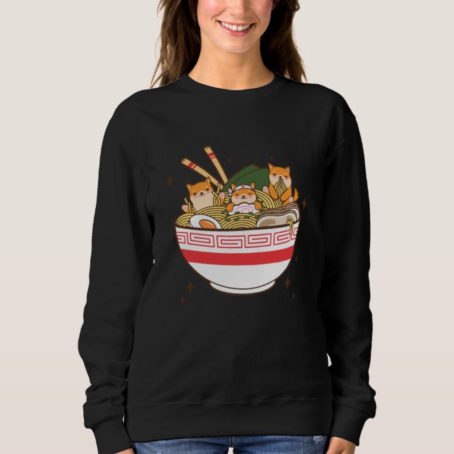 Kawaii dogs eating Ramen Sweatshirt (Front)
