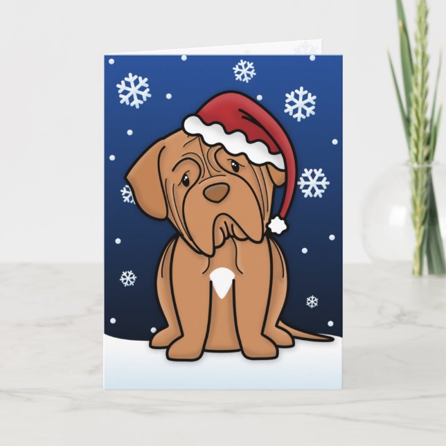 Kawaii Dogue de Bordeaux Christmas Card (Front)