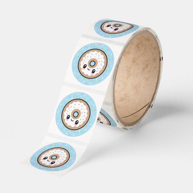 Kawaii Donut and Sprinkles Classic Round Sticker (Roll)