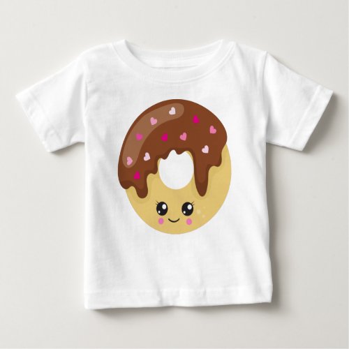 Kawaii Donut Chocolate Donut Doughnut Hearts Baby T_Shirt