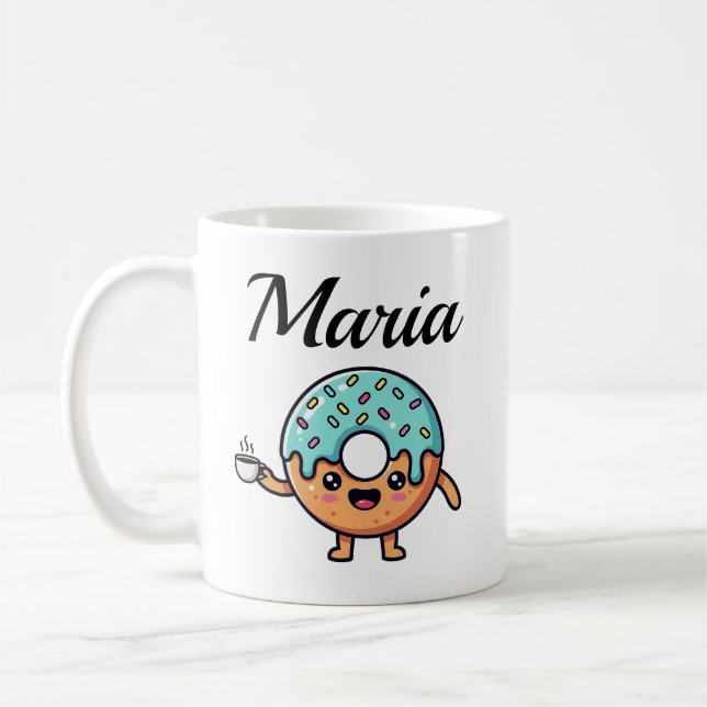  Kawaii Donut Coffee Lover Personalized Coffee Mug (Left)