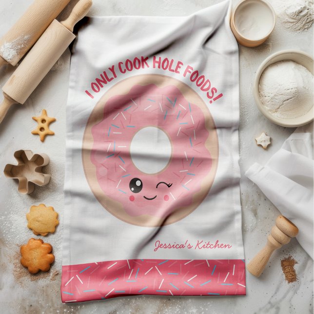 Kawaii Donut I Only Cook Hole Foods Kitchen Towel (Just the perfect, unique towel to be in the very kitchen where all the magic happens.)