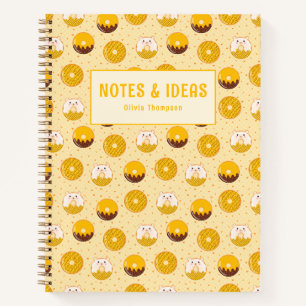 Kawaii Donut Pattern Personalized Spiral Notebook