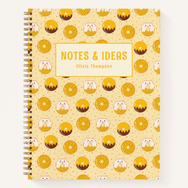Kawaii Donut Pattern Personalized Spiral Notebook (Front)