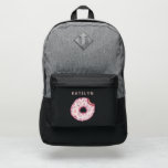 Kawaii Donut Pink Sprinkles Custom Name School Port Authority® Backpack<br><div class="desc">Fun quote backpack for school,  hiking,  travel or work.
© Gorjo Designs. Made for you via the Zazzle platform.</div>