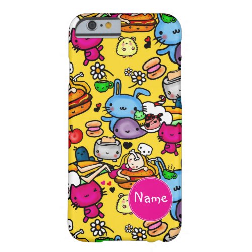 Kawaii Doodles Food creatures Personalized Barely There iPhone 6 Case