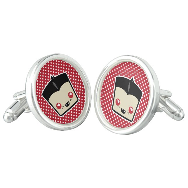 Kawaii Dracula Cufflinks (Angled)