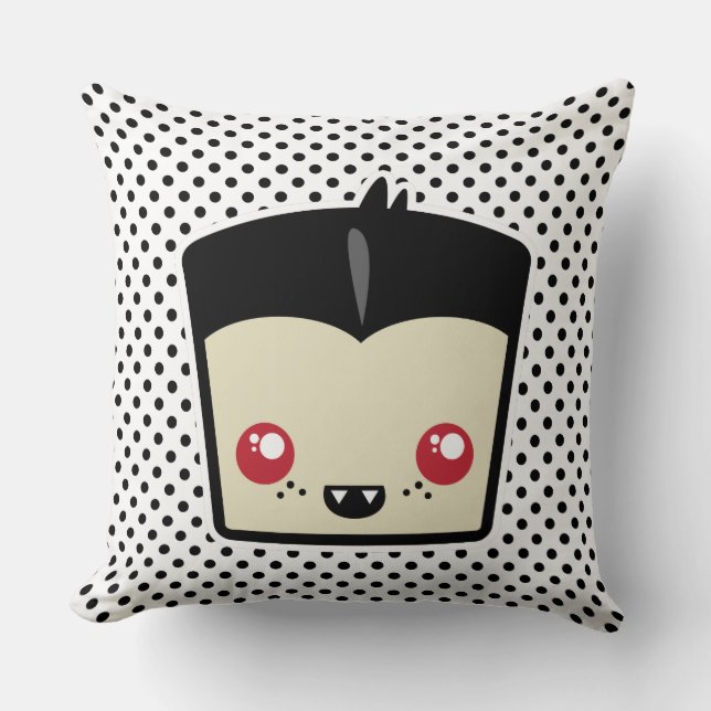 Kawaii Dracula Throw Pillow (Front)