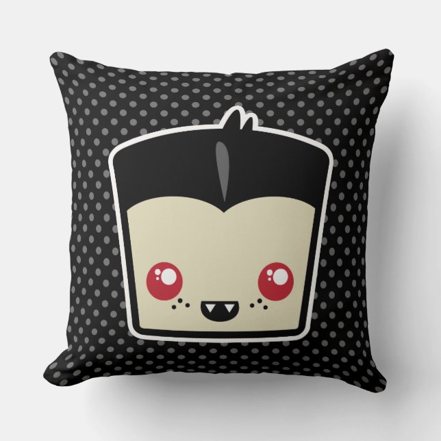 Kawaii Dracula Throw Pillow (Front)