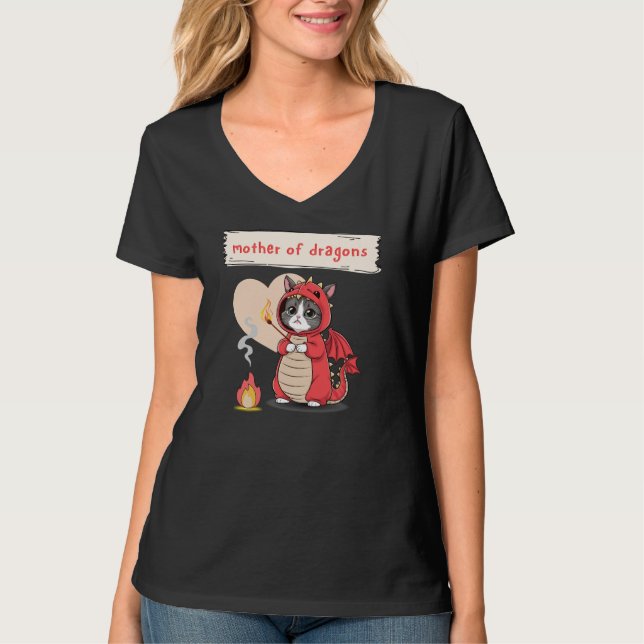 Kawaii Dragon Mom Black Funny Quote Mother's Day T-Shirt (Front)