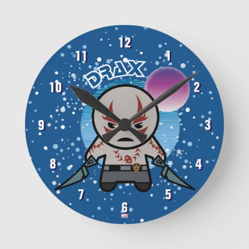Kawaii Drax In Space Round Clock