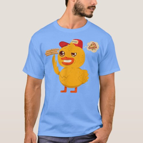 Kawaii Duck Cute Animal Pizza Delivery Funny Pizza T_Shirt