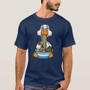 Kawaii Duck Eating Ramen Noodles Bowl Chopsticks T-Shirt