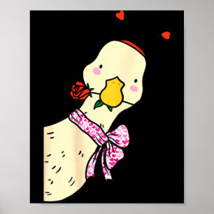Kawaii Duck Rose Heart Bow Valentine Day Cute Anim Poster