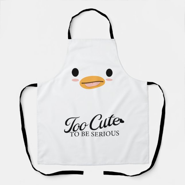 Kawaii Duck Tongue “Too cute to be serious.” Apron (Front)