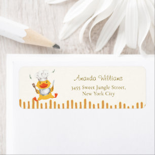 Kawaii Duckling Chef Baby Shower Return Address Label