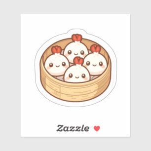 Kawaii Dumpling Bamboo Basket Art   Sticker