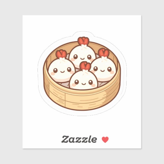 Kawaii Dumpling Bamboo Basket Art   Sticker (Sheet)