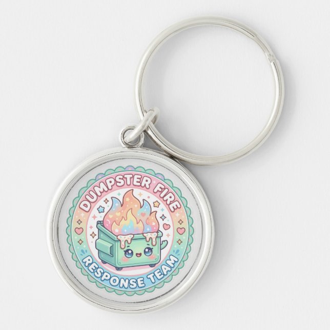 kawaii dumpster fire response team  keychain (Front)