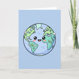 Kawaii Earth Globe Cute Teacher Appreciation Gift Card