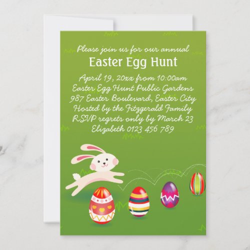 Kawaii Easter Bunny Easter Egg Hunt Invitation