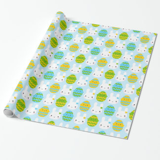 Kawaii Easter Bunny & Eggs Wrapping Paper