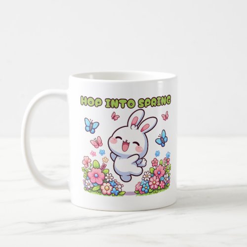 Kawaii Easter Bunny Hop into Spring Coffee Mug